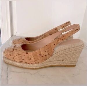 NWOT Cole Haan Cloudfeel Espadrille Wedge Slingback Cork-Natural Linen. Size 7.